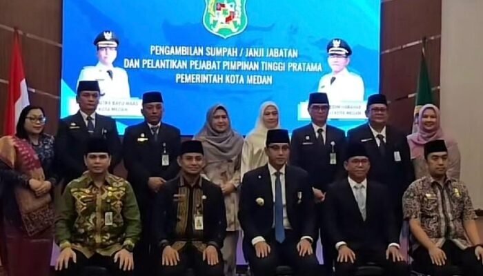 Wali Kota Medan Rico Tri Putra Bayu Waas Lantik Empat Pejabat Tinggi Pratama, Tekankan Kerja Ikhlas Dan Tanggung Jawab !