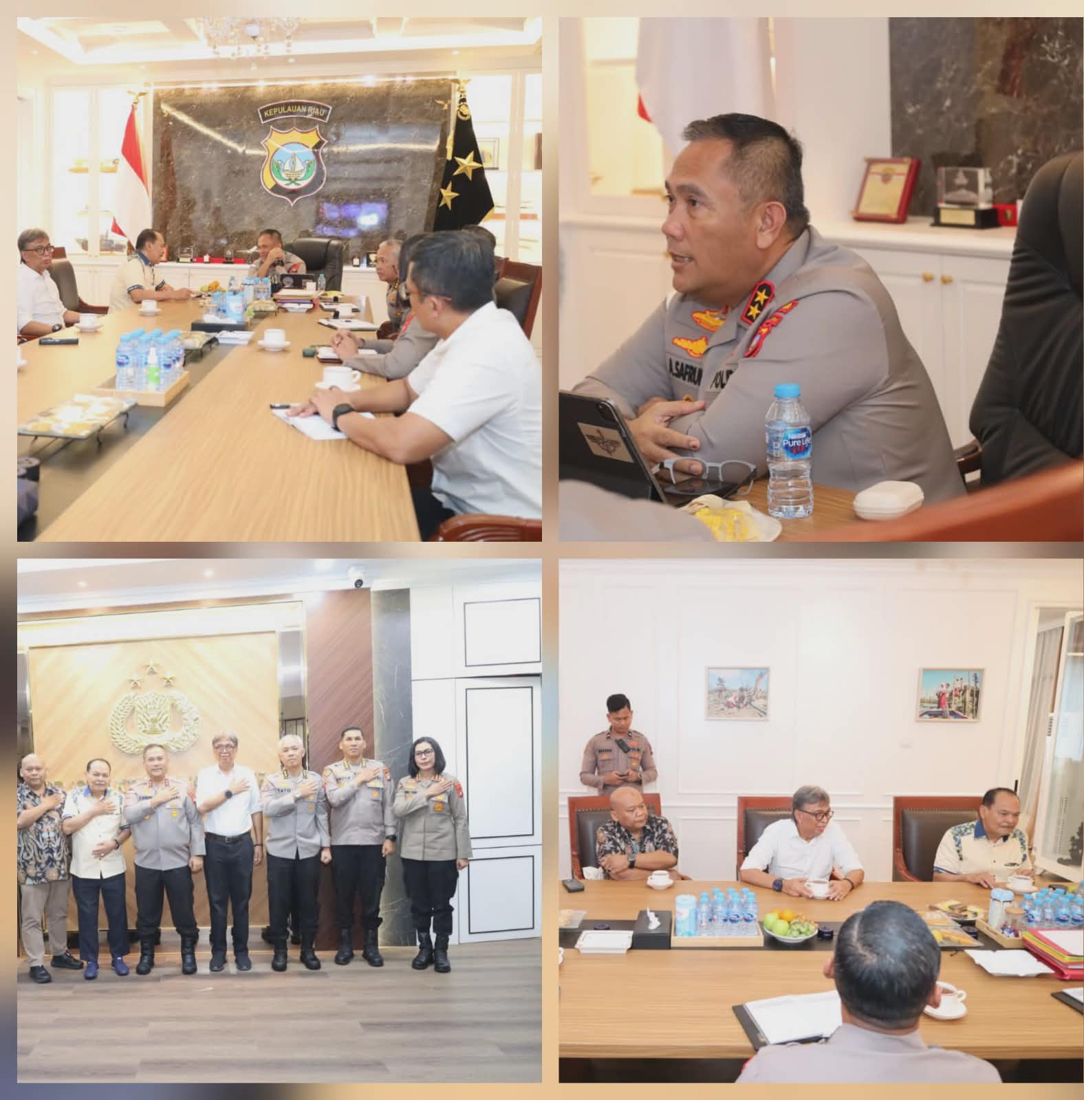 Kapolda Kepri Irjen Pol. Asep Safrudin, S.I.K., M.H., didampingi Irwasda Polda Kepri Kombes Pol. Tato Pamungkas Suyono, S.I.K., M.Si., para Pejabat Utama Polda Kepri, Ketua Yayasan Universitas Batam Rusli Bintang, Rektor Universitas Batam Prof. Samsul Rizal, Sekretaris Yayasan Faris Ramadhan, serta Pengawas Yayasan Muzakir.