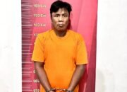 Pelaku, Charles Pasaribu, saat menjalani pemeriksaan di Mapolsek Medan Area.