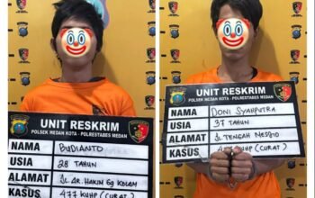 Kedua pelaku itu masing-masing bernama, Doni Syaputra alias Deni (37) warga Jalan Tengah, Gang Ismail, Kelurahan Mesjid, Kecamatan Medan Kota dan Budianto (21) warga Jalan Halat, Kecamatan Medan Area, Kota Medan