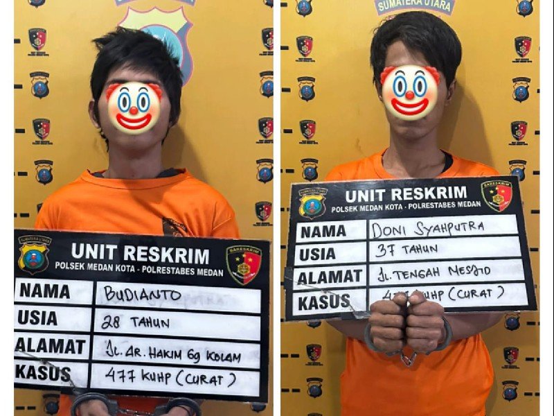 Kedua pelaku itu masing-masing bernama, Doni Syaputra alias Deni (37) warga Jalan Tengah, Gang Ismail, Kelurahan Mesjid, Kecamatan Medan Kota dan Budianto (21) warga Jalan Halat, Kecamatan Medan Area, Kota Medan