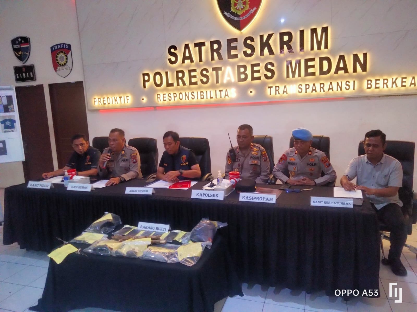 Konferensi pers kasus tawuran genk motor di wilayah hukum patumbak.