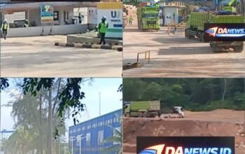 Aktivitas pengerukan dan penimbunan tanah (cut and fill) di kawasan Barelang Jembatan III, Pulau Setokok, Kecamatan Bulang, Kota Batam, yang diangkut menggunakan dump truck ke kawasan PT Wasco.