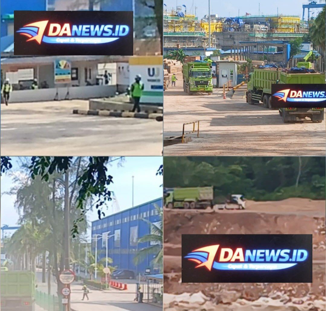 Aktivitas pengerukan dan penimbunan tanah (cut and fill) di kawasan Barelang Jembatan III, Pulau Setokok, Kecamatan Bulang, Kota Batam, yang diangkut menggunakan dump truck ke kawasan PT Wasco.