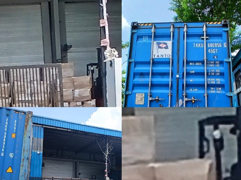 Gudang bercat biru di Batam diduga jadi tempat produksi rokok ilegal merek PSG, Hamil, dan Manchester tanpa pita cukai.