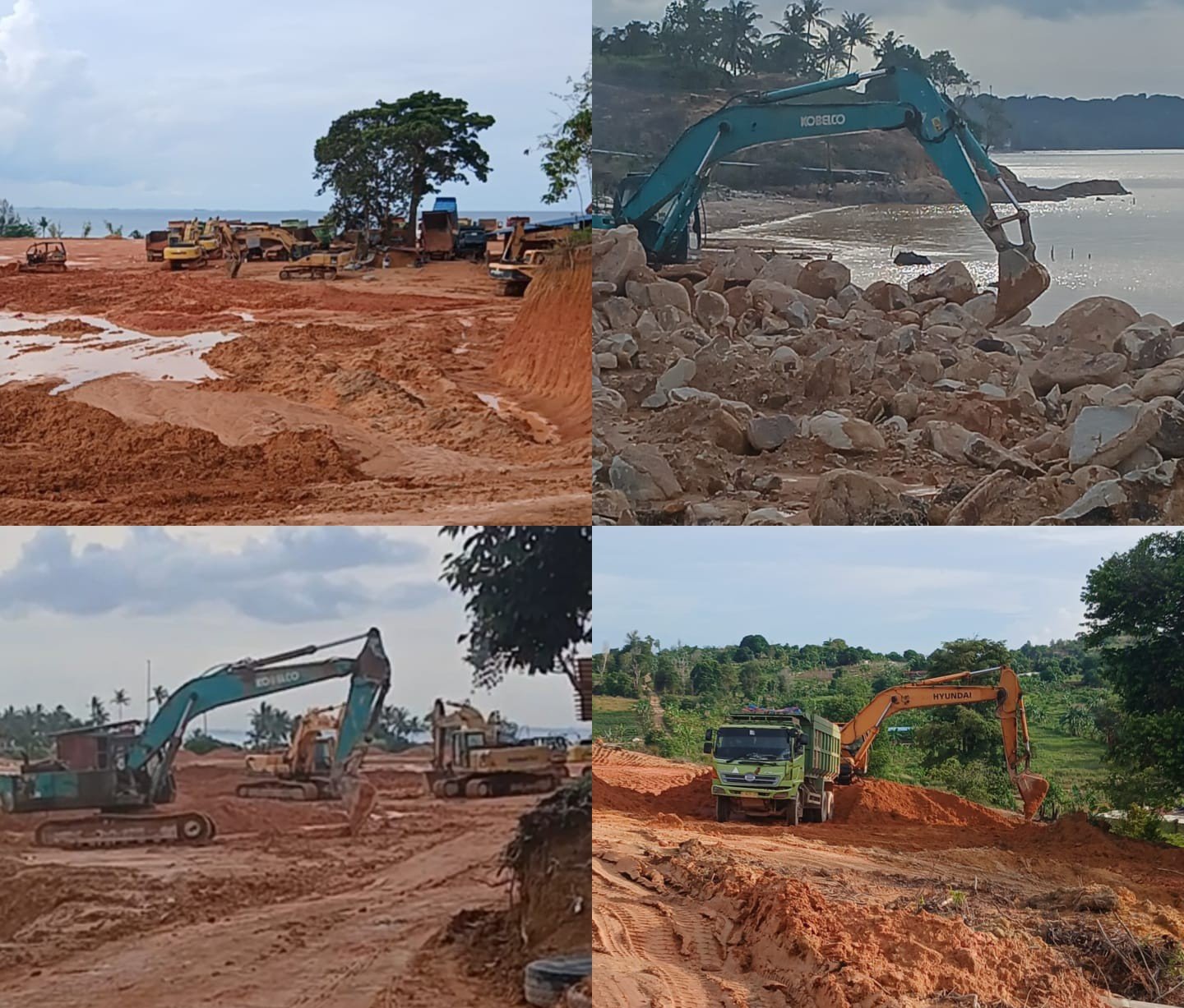 Penggerukan dan pematangan lahan (cut and fill) Pantai Teluk Mata Ikan, Sambau, Nongsa.