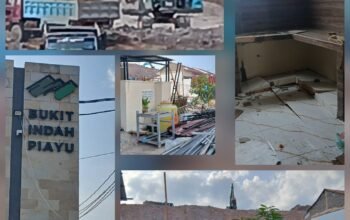 Kondisi rumah warga Perumahan Bukit Indah Piayu yang diduga retak akibat aktivitas pematangan lahan di Tanjung Piayu Batam