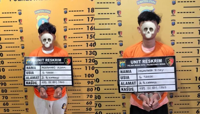 Beraksi Pakai Celurit, 2 Remaja 16 Tahun Pelaku Curas Ditangkap Polsek Medan Kota