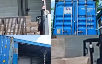 Gudang bercat biru di Batam diduga tempat produksi rokok ilegal merek PSG Hamil Manchester tanpa pita cukai