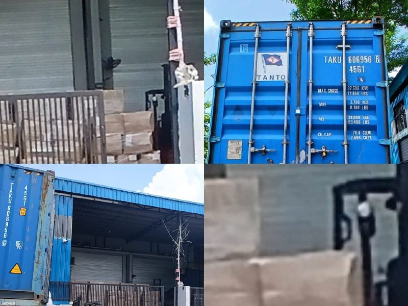 Gudang bercat biru di Batam diduga tempat produksi rokok ilegal merek PSG Hamil Manchester tanpa pita cukai