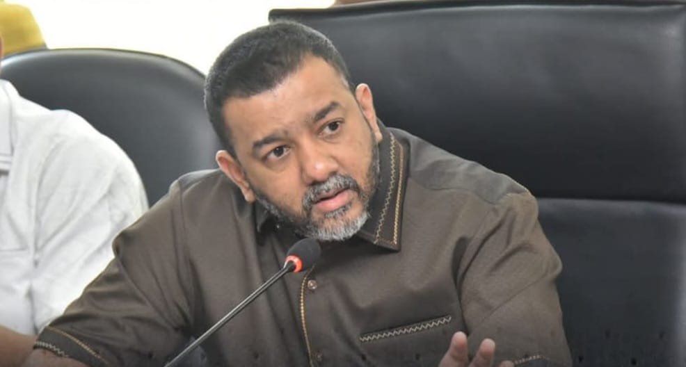 Anggota DPRD Medan Rommy Van Boy meninjau taman Hermes Place Polonia di atas drainase Jalan Mongonsidi