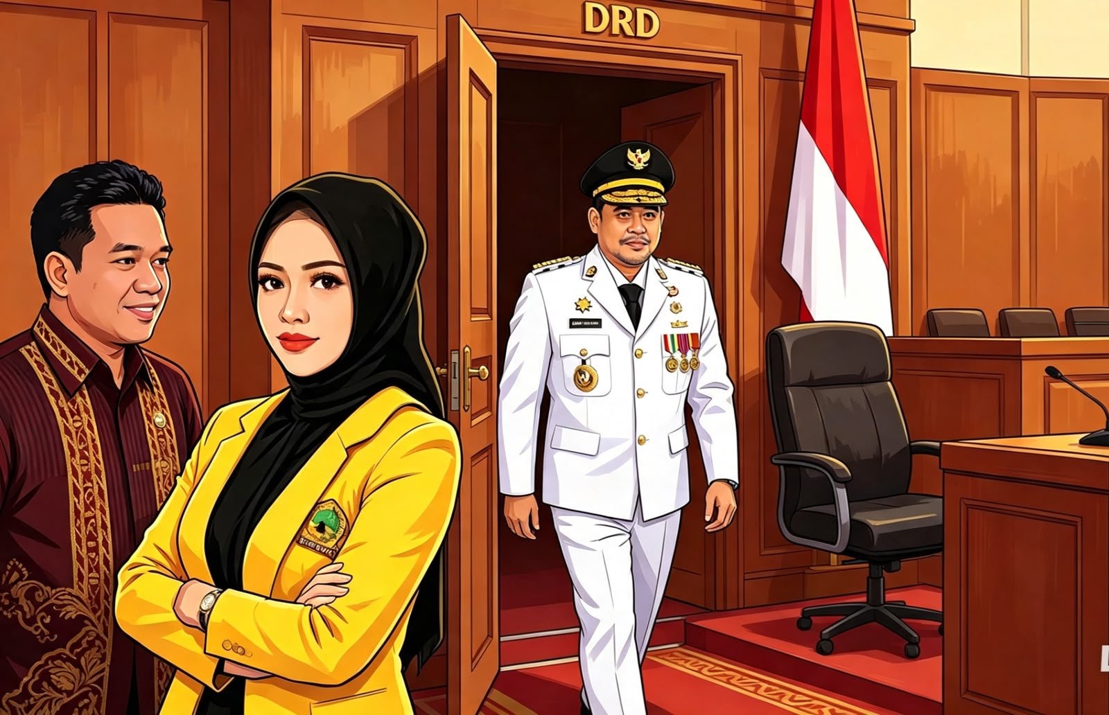 Gubernur Sumut Bobby Nasution meninggalkan ruang Rapat Paripurna DPRD Sumut saat interupsi kuorum pengesahan Perda