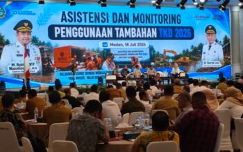 Gubernur Bobby Nasution saat membuka Rakor Monitoring dan Asistensi Penggunaan Dana TKD Tambahan 2026 di Aula Raja Inal Siregar Kantor Gubernur Sumut