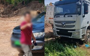 Alat berat excavator dan dump truck beroperasi di proyek PT Damai Indo Pertama Sukses Sei Beduk Batam yang diduga diimpor dari Tiongkok dan menggunakan tenaga kerja asing