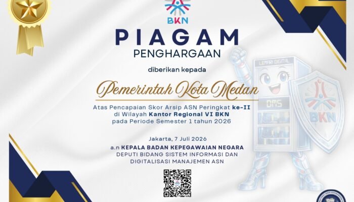 BKN Beri Penghargaan ke Pemko Medan atas Skor Arsip ASN Terbaik No 2