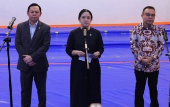 Ketua DPR RI Puan Maharani saat konferensi pers jelaskan persiapan Sidang Tahunan MPR 2026 di Kompleks Parlemen, Rabu (12/8/2026).