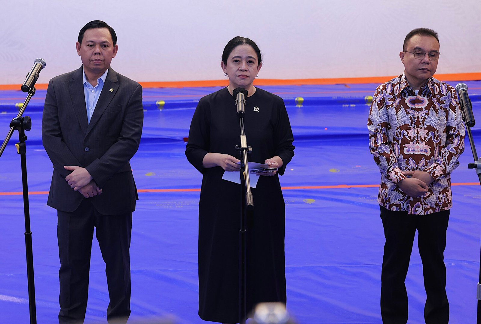 Ketua DPR RI Puan Maharani saat konferensi pers jelaskan persiapan Sidang Tahunan MPR 2026 di Kompleks Parlemen, Rabu (12/8/2026).