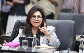Anggota Baleg DPR RI Evita Nursanty saat memberikan pernyataan terkait harmonisasi RUU Penyiaran di Gedung DPR RI, Jakarta.