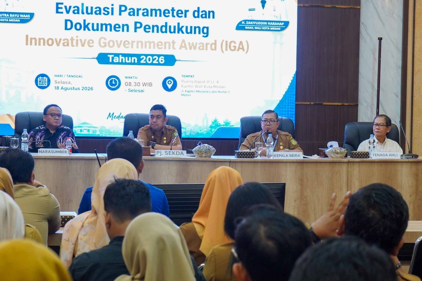Wali Kota Medan Rico Tri Putra Bayu Waas (melalui sambutan tertulis yang dibacakan Pj. Sekda Erfin Fahrurrazi) dalam kegiatan Evaluasi IGA 2026, menegaskan pentingnya inovasi yang berdampak nyata.