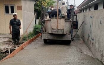 Rabat beton Jalan Gang Saudara di Jalan Danau Singkarak Medan
