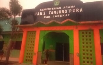 Gedung MAN 2 Tanjung Pura yang menjadi sorotan terkait dugaan pungutan Rp75 ribu per siswa