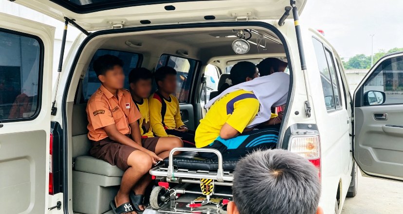 Siswa mendapat penanganan setelah mengalami keluhan kesehatan usai mengonsumsi MBG di Galang