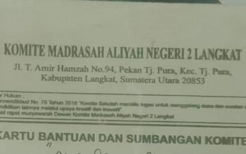 Kartu SPP MAN 2 Tanjung Pura mencantumkan pungutan Rp75 ribu per siswa.